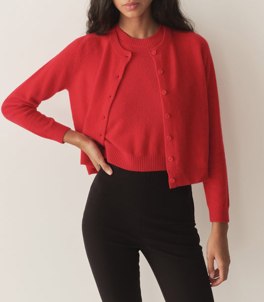 CLAUDINE CARDIGAN -- CARMINE