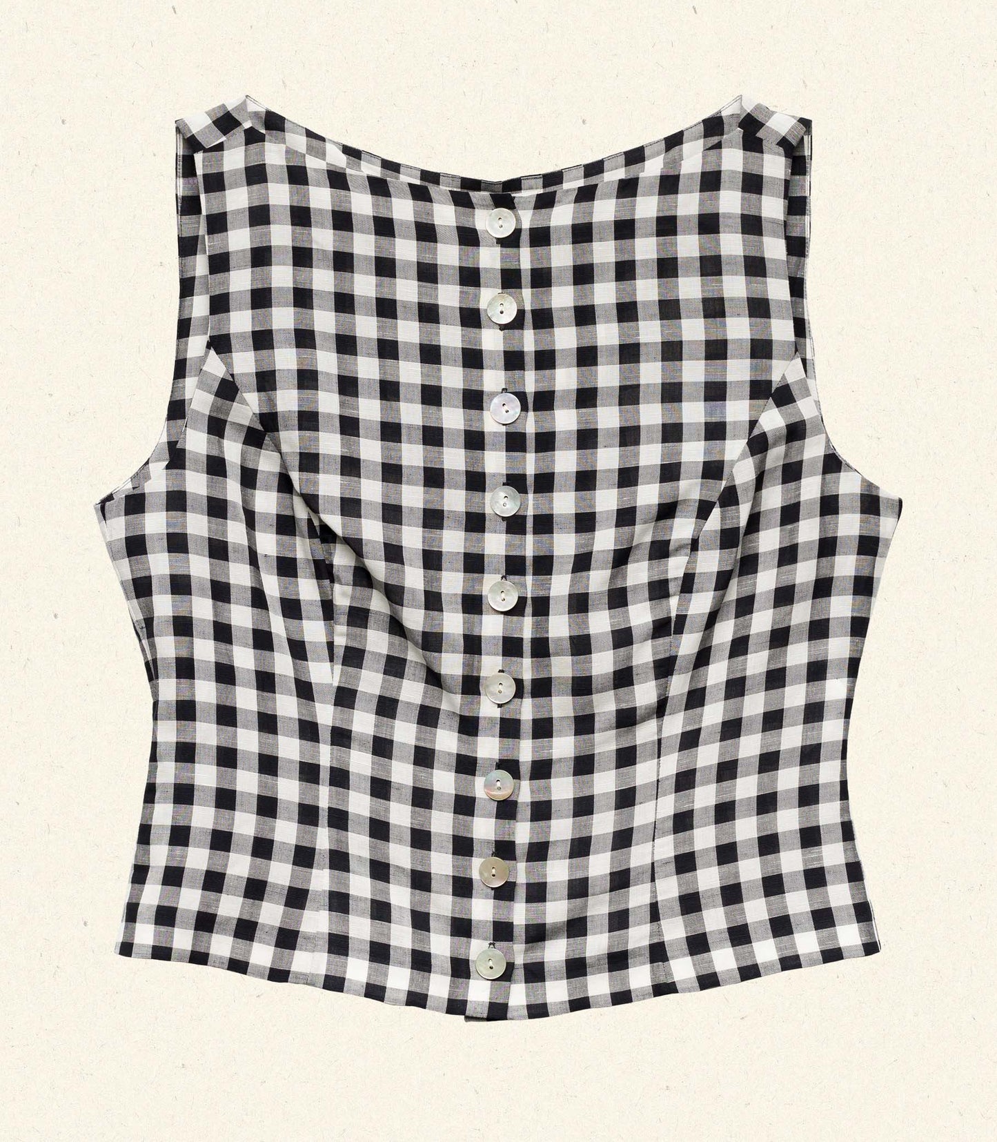 HAYDEN TOP -- BLACK MARILYN GINGHAM