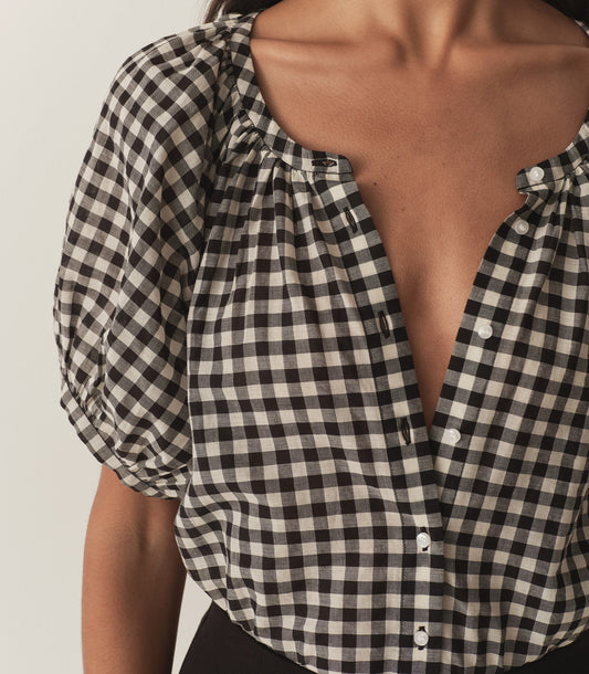 JUNE TOP -- NOIR GRETA GINGHAM
