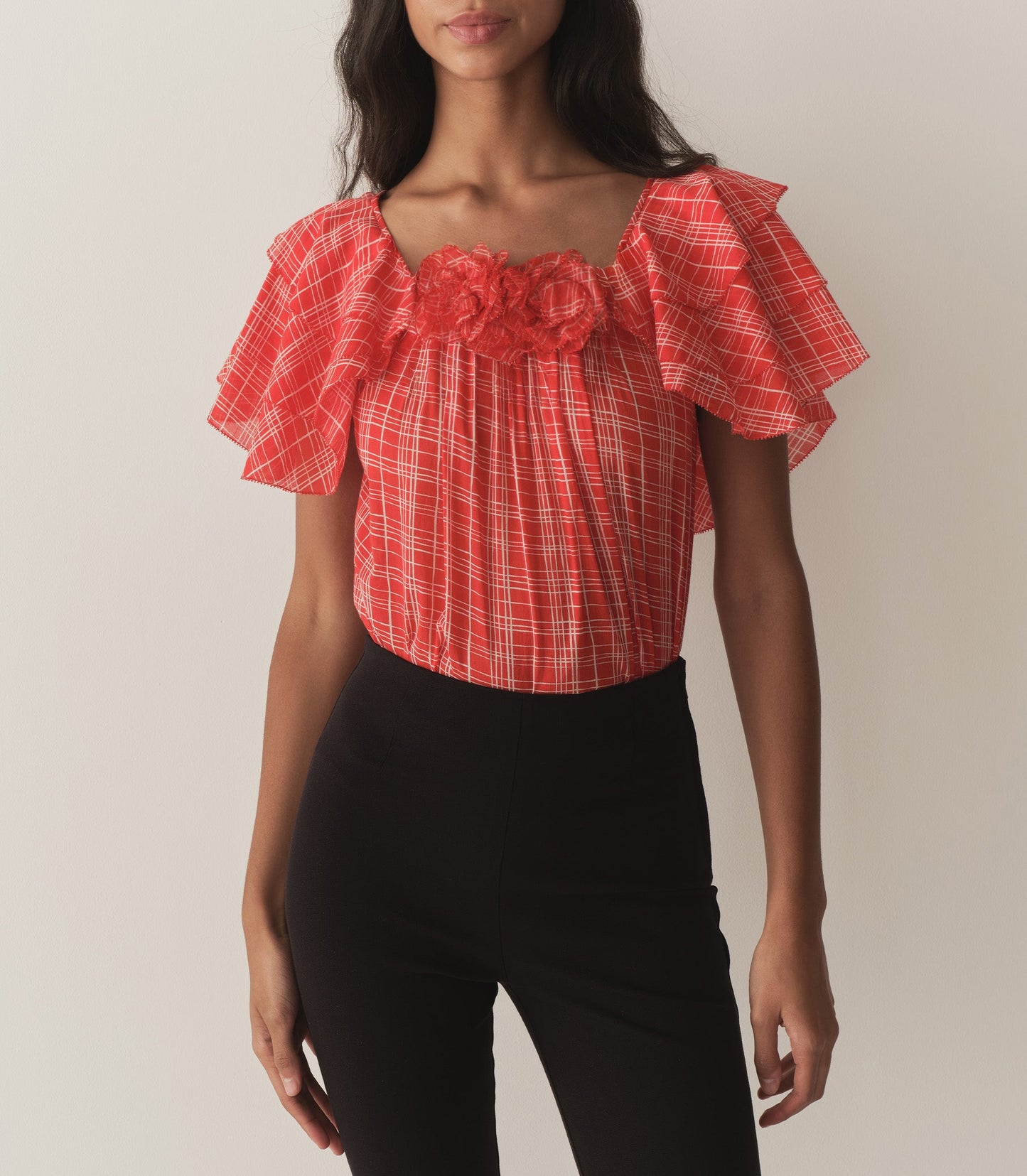 ANALICIA TOP -- SYLVIE PLAID