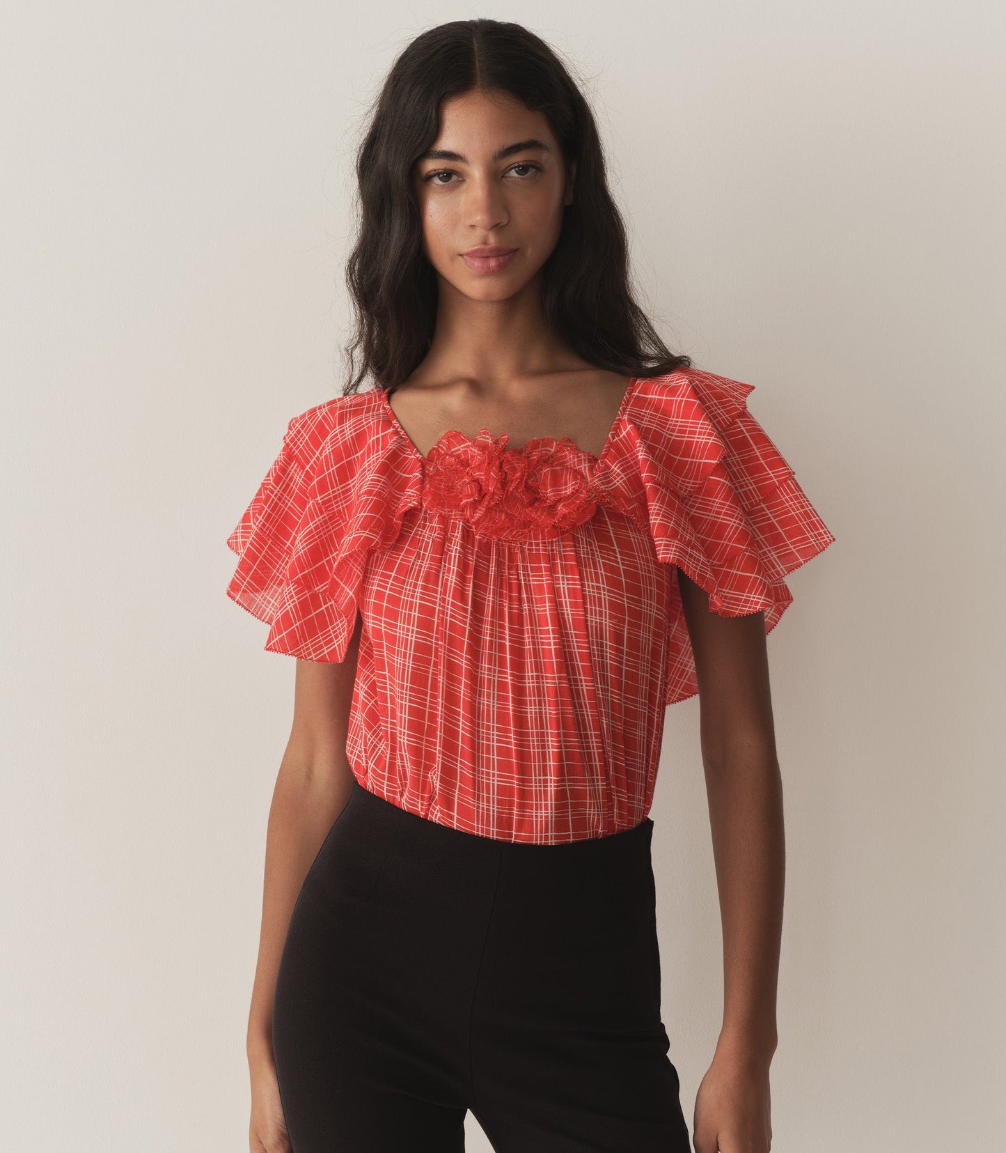 ANALICIA TOP -- SYLVIE PLAID