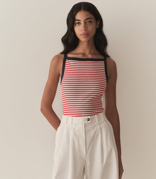ANDREA TANK -- ROUGE NANTUCKET STRIPE