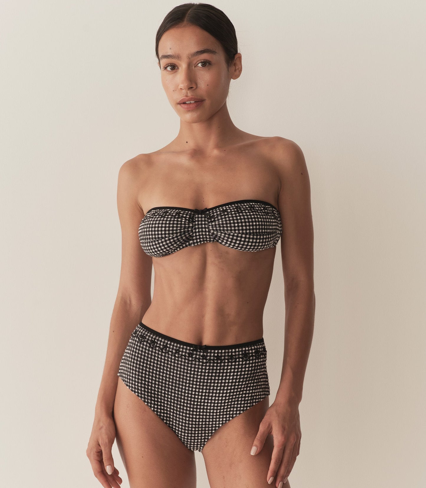 ALEX HIGH WAIST BIKINI BOTTOM -- LA MADDALENA GINGHAM