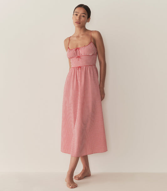 BELLINE DRESS -- ROUGE LA MADDALENA GINGHAM
