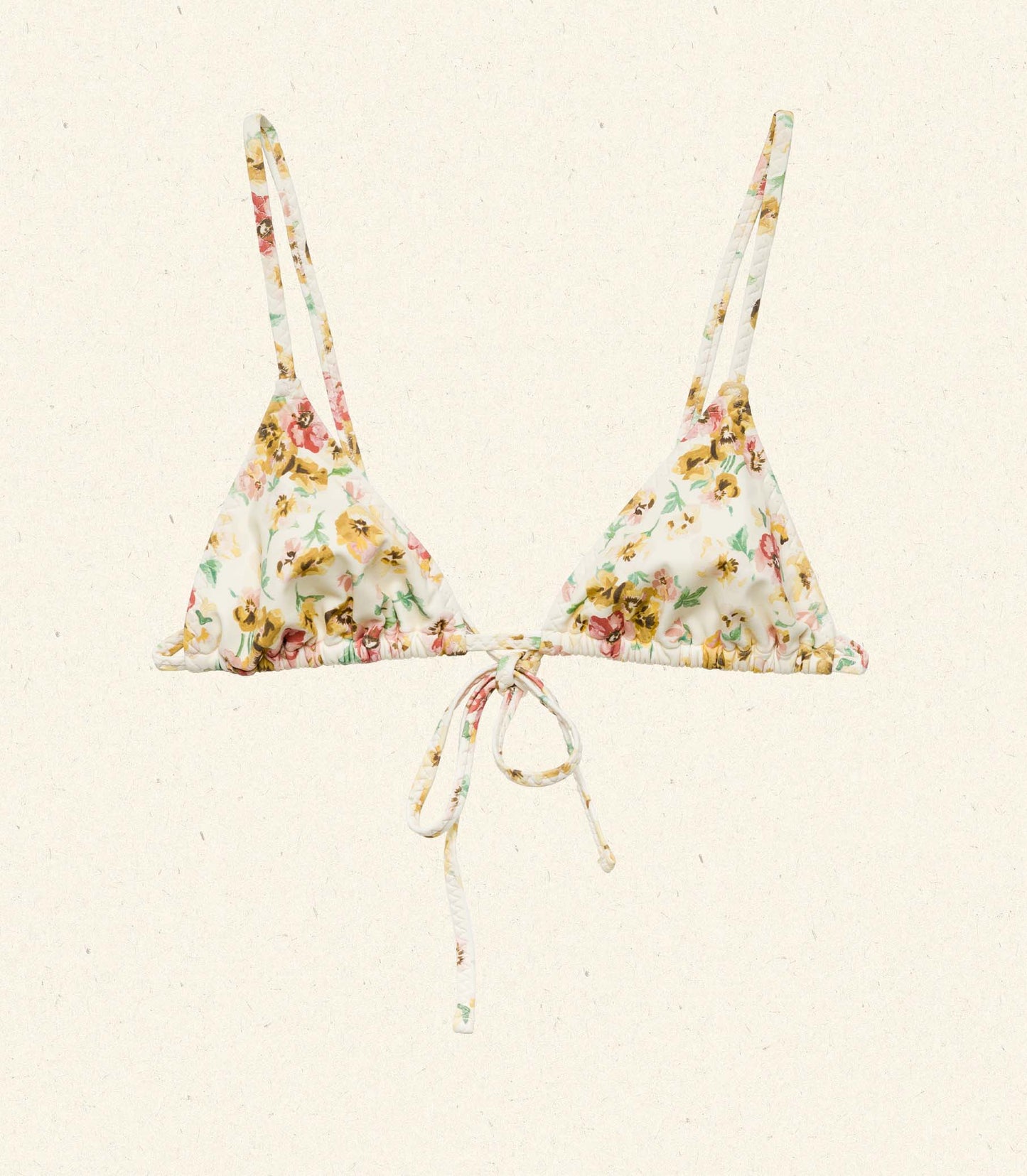 CAPRI BIKINI TOP -- CITRON PANSY FLORAL