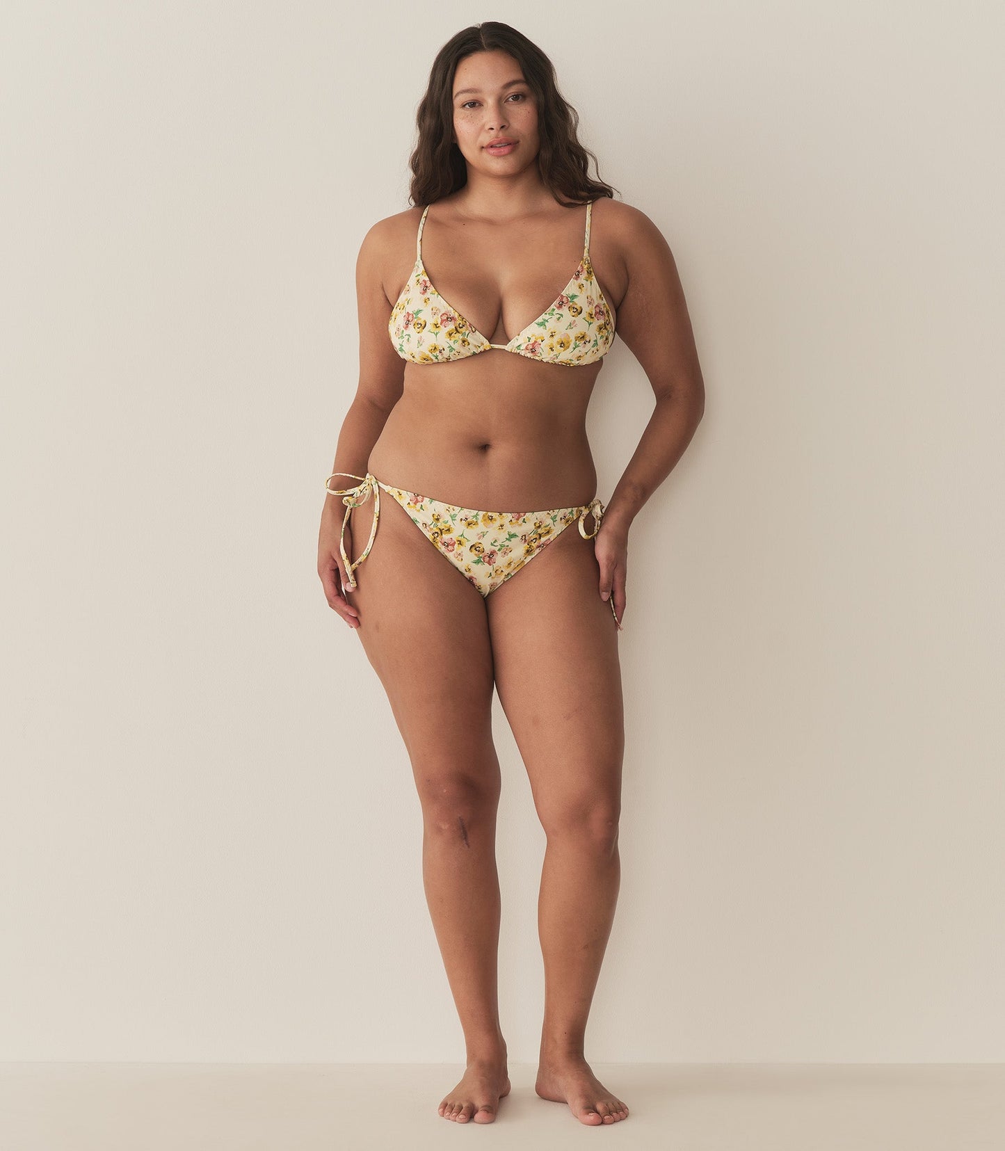 CAPRI BIKINI TOP -- CITRON PANSY FLORAL