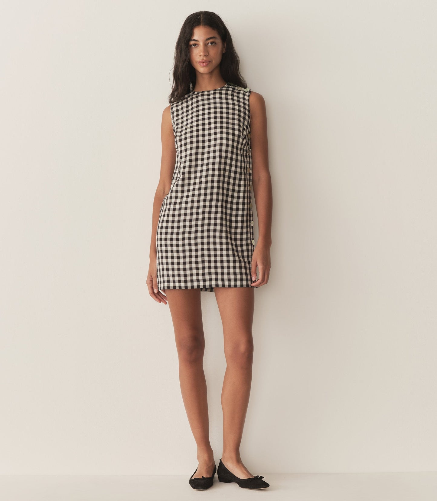 CORALIE DRESS -- BLACK MARILYN GINGHAM