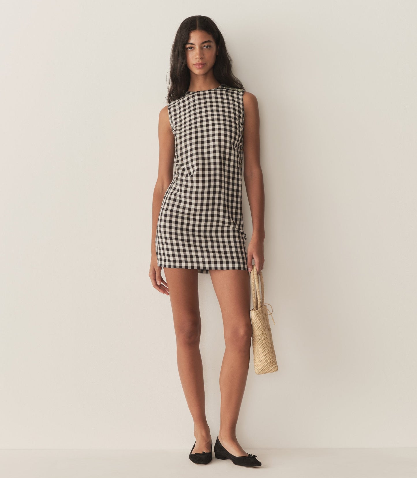 CORALIE DRESS -- BLACK MARILYN GINGHAM