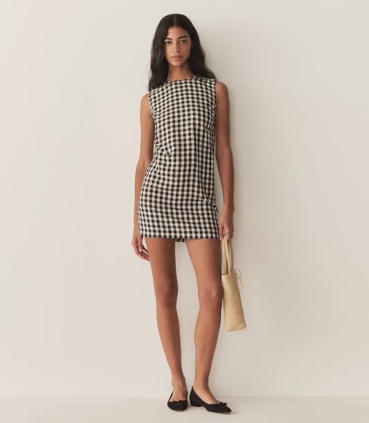 CORALIE DRESS -- BLACK MARILYN GINGHAM