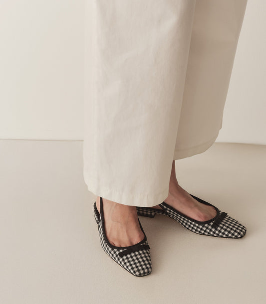 COSSIMA SLINGBACK -- BLACK AND WHITE GINGHAM