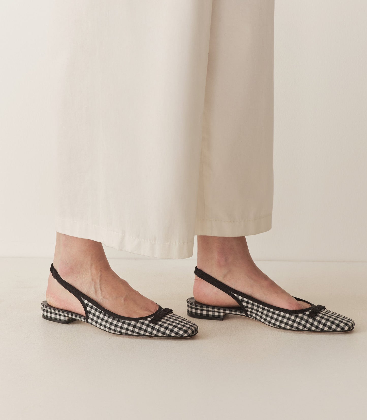 COSSIMA SLINGBACK -- BLACK AND WHITE GINGHAM