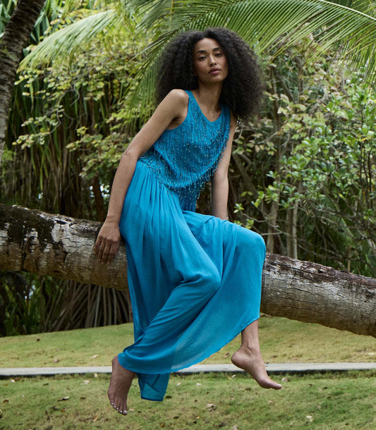 DONYALE DRESS -- BLUE GROTTO