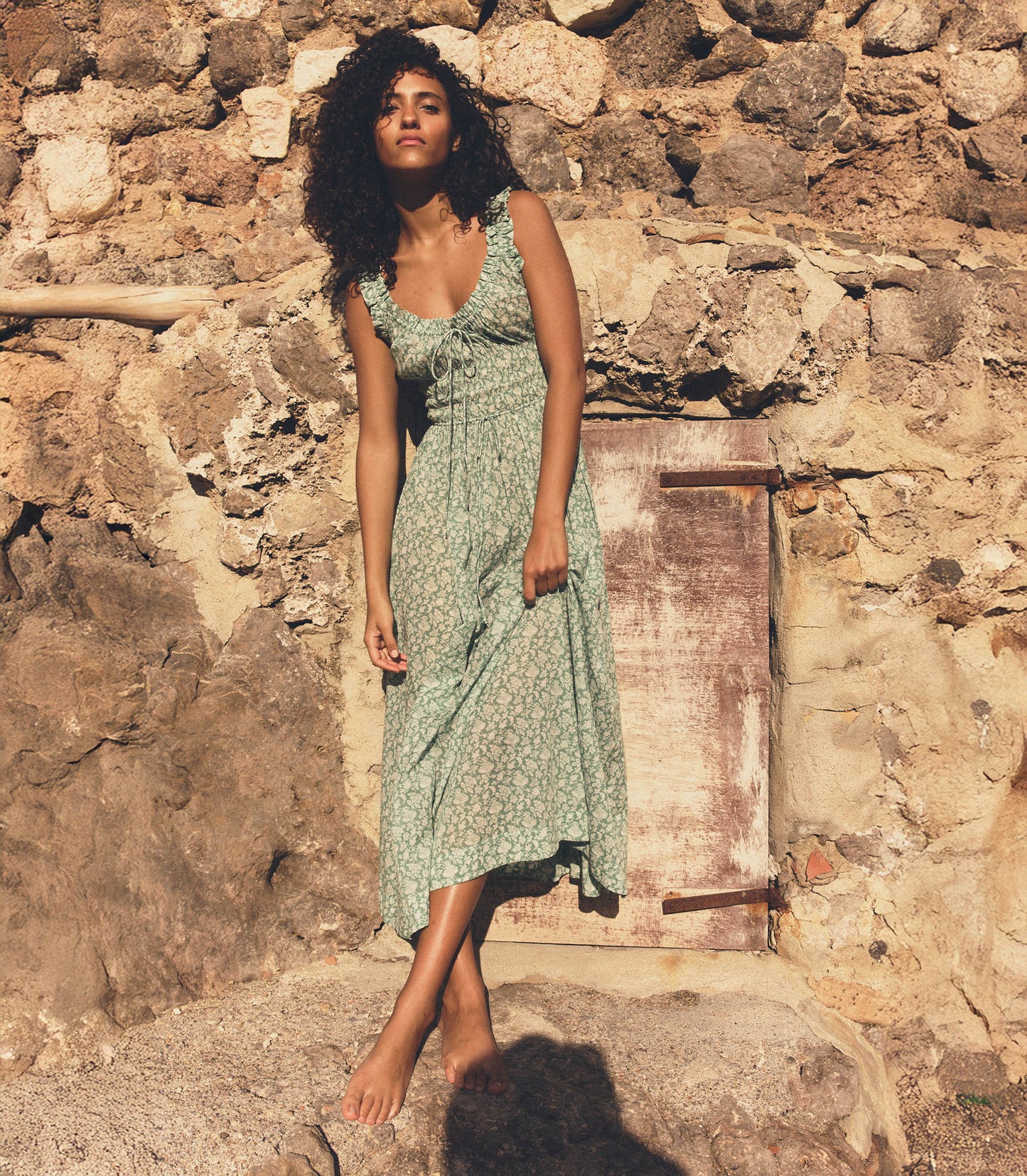 EMMARETTA DRESS -- PERIDOT TEA FLORAL