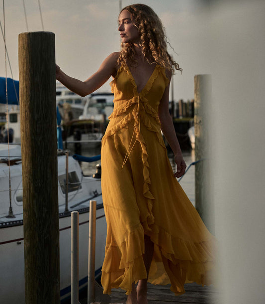 EVELINA DRESS -- GOLDEN ACACIA