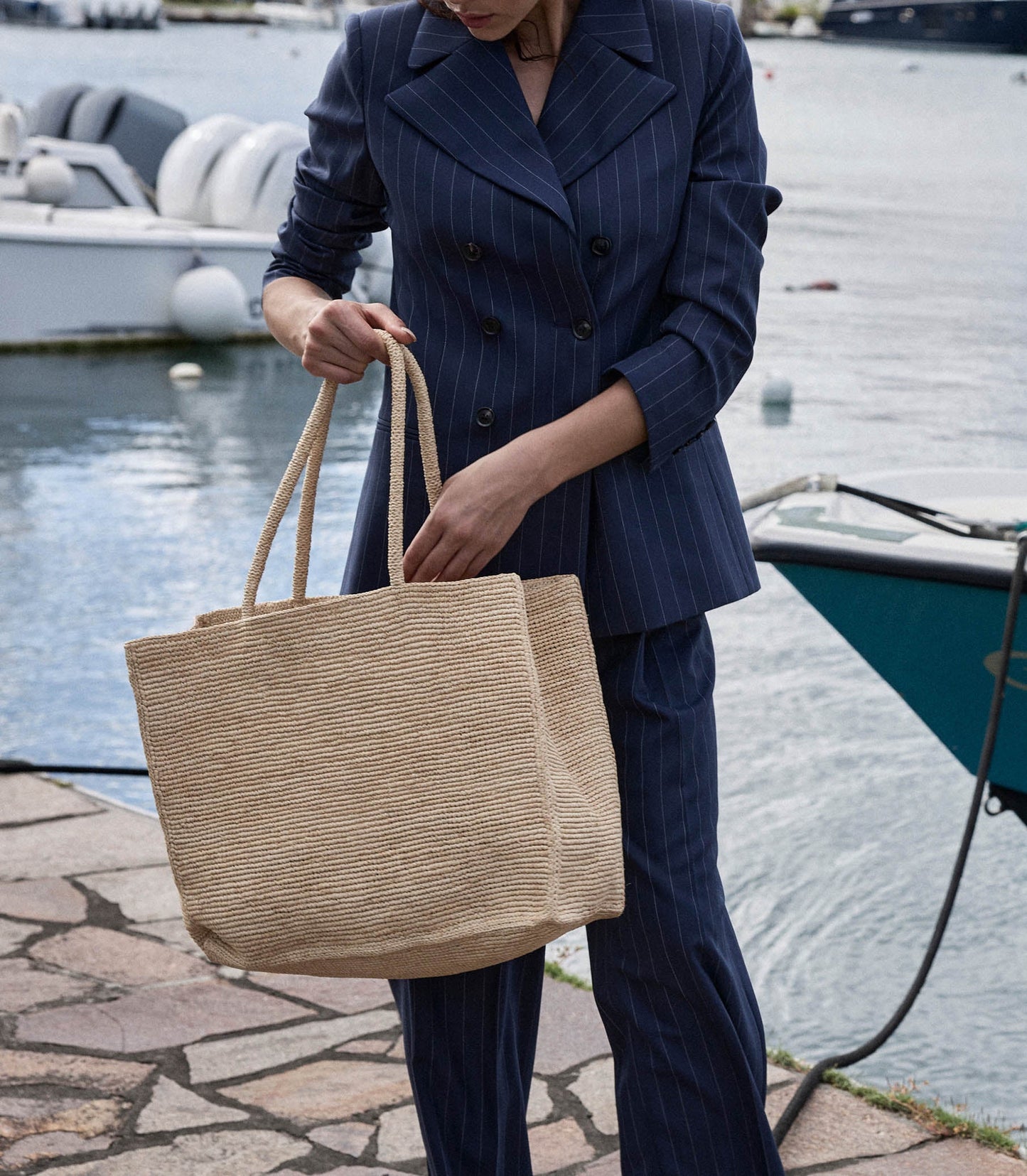 GRANDE MATHILDE BAG -- NATURAL RAFFIA