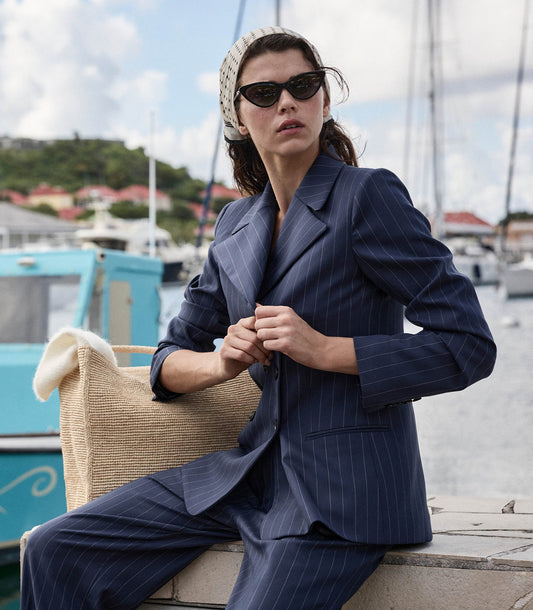 HARRISON JACKET -- NAVY GESSATO STRIPE