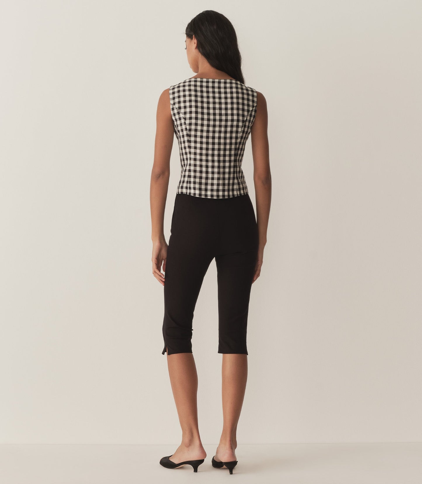 HAYDEN TOP -- BLACK MARILYN GINGHAM