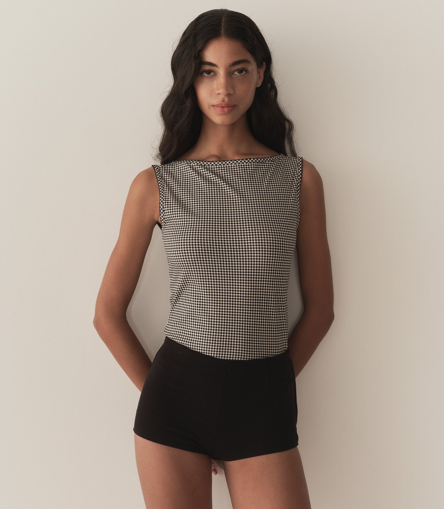 IDA TANK -- NOIR LA MADDALENA GINGHAM