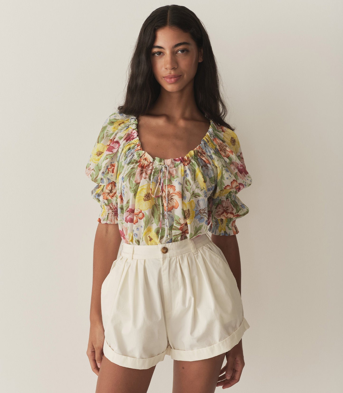 INEZ TOP -- BLANC ANEMONE BLOOM