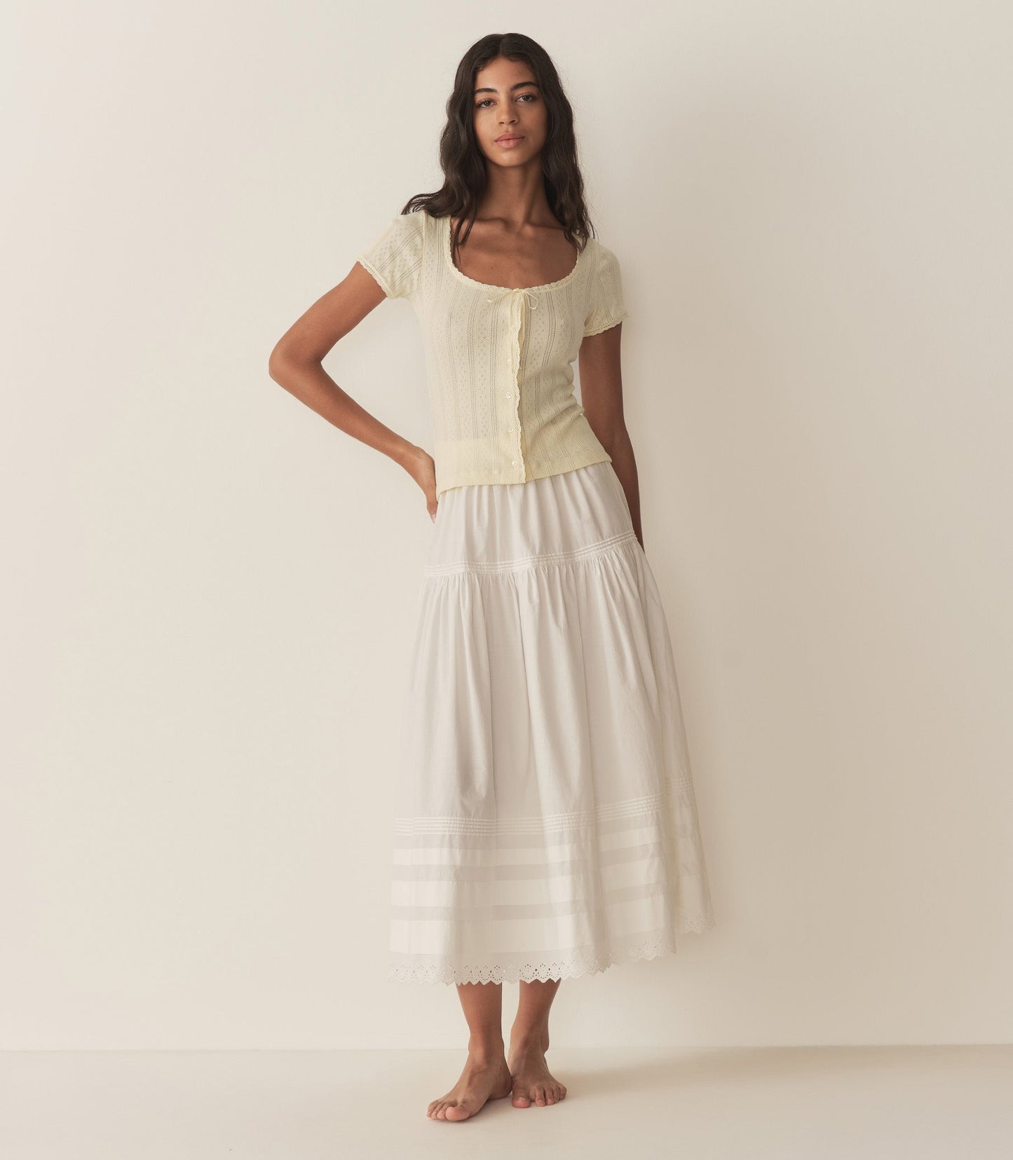 LARA TEE -- CREME CITRON QUELLE JOLIE POINTELLE