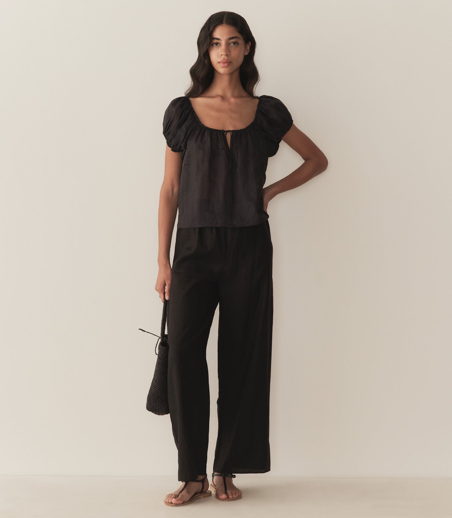 LAVON LINEN PANT -- BLACK