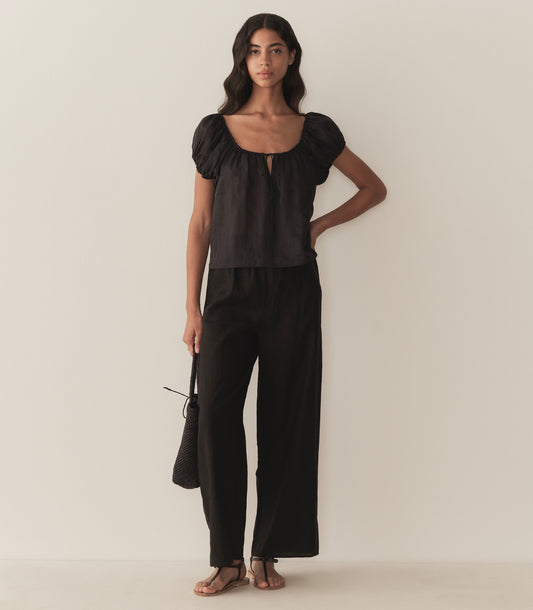 LAVON LINEN PANT -- BLACK
