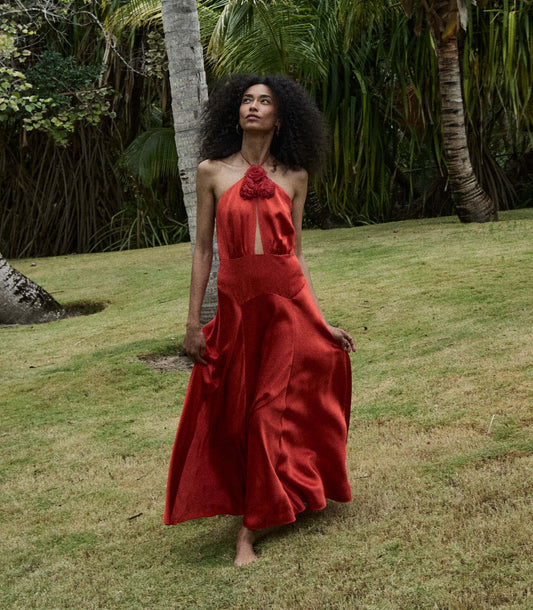 LILAIA DRESS -- FIERY CORAL