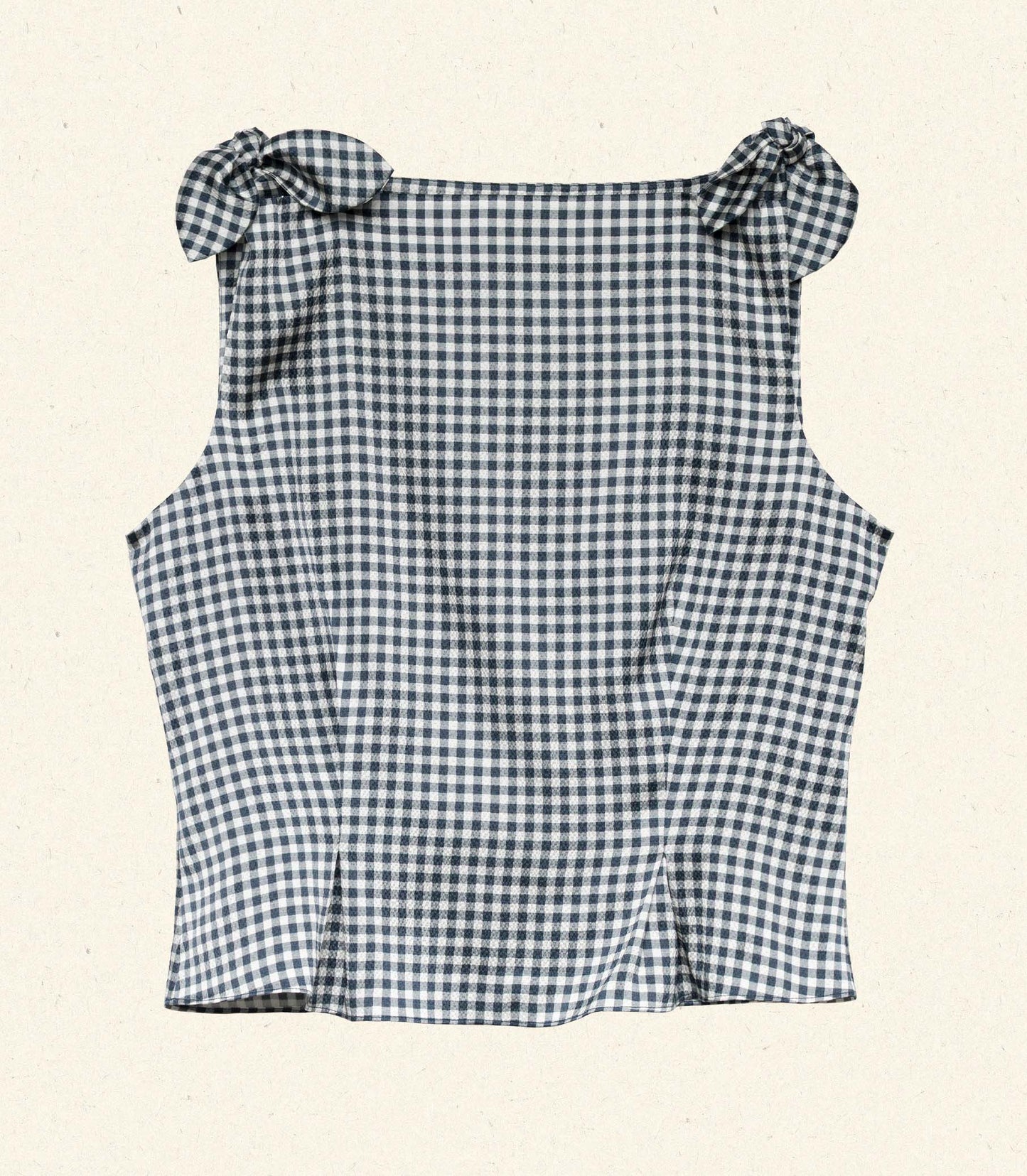 LIRIEL TOP -- NAVY VALENCIA GINGHAM
