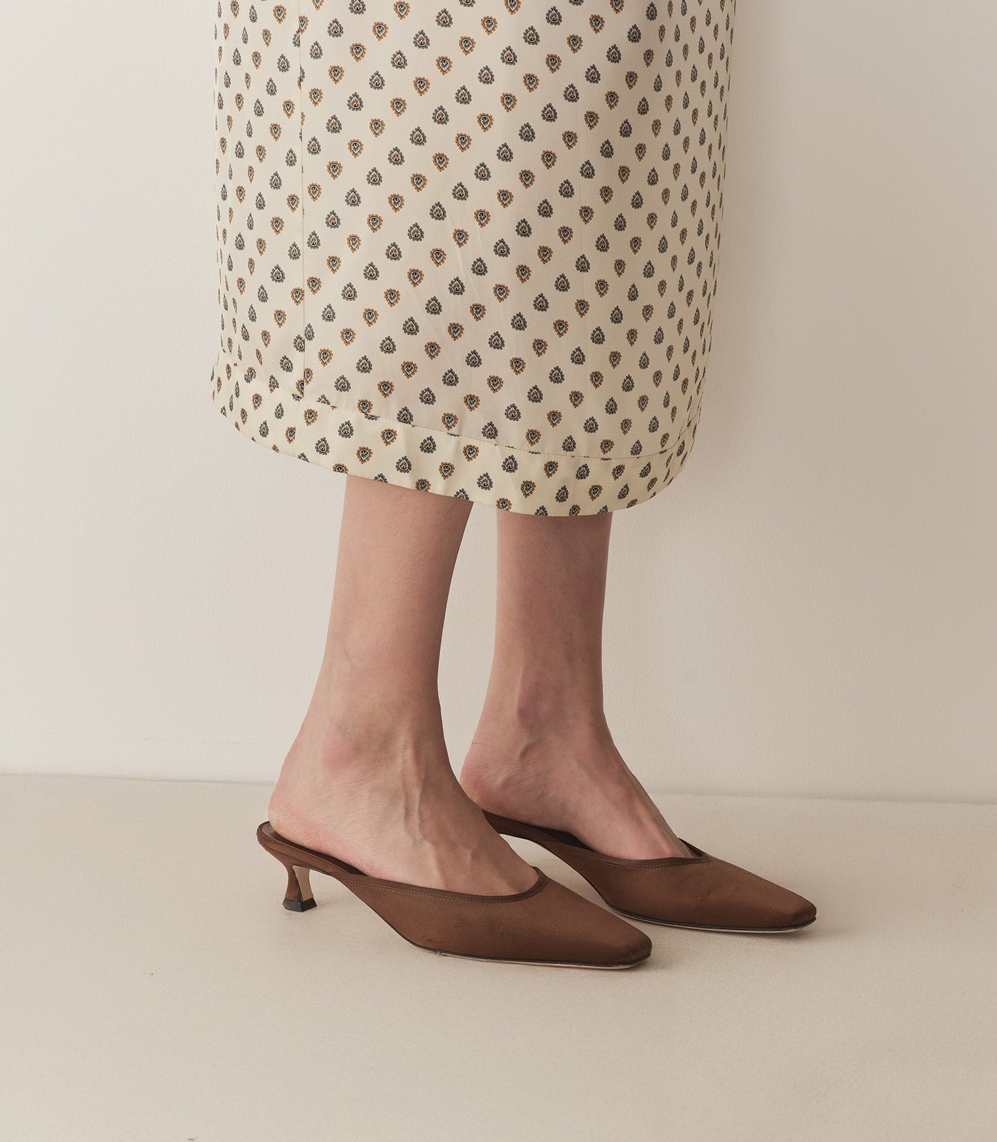 LUMA HEEL -- CHOCOLATE SATIN