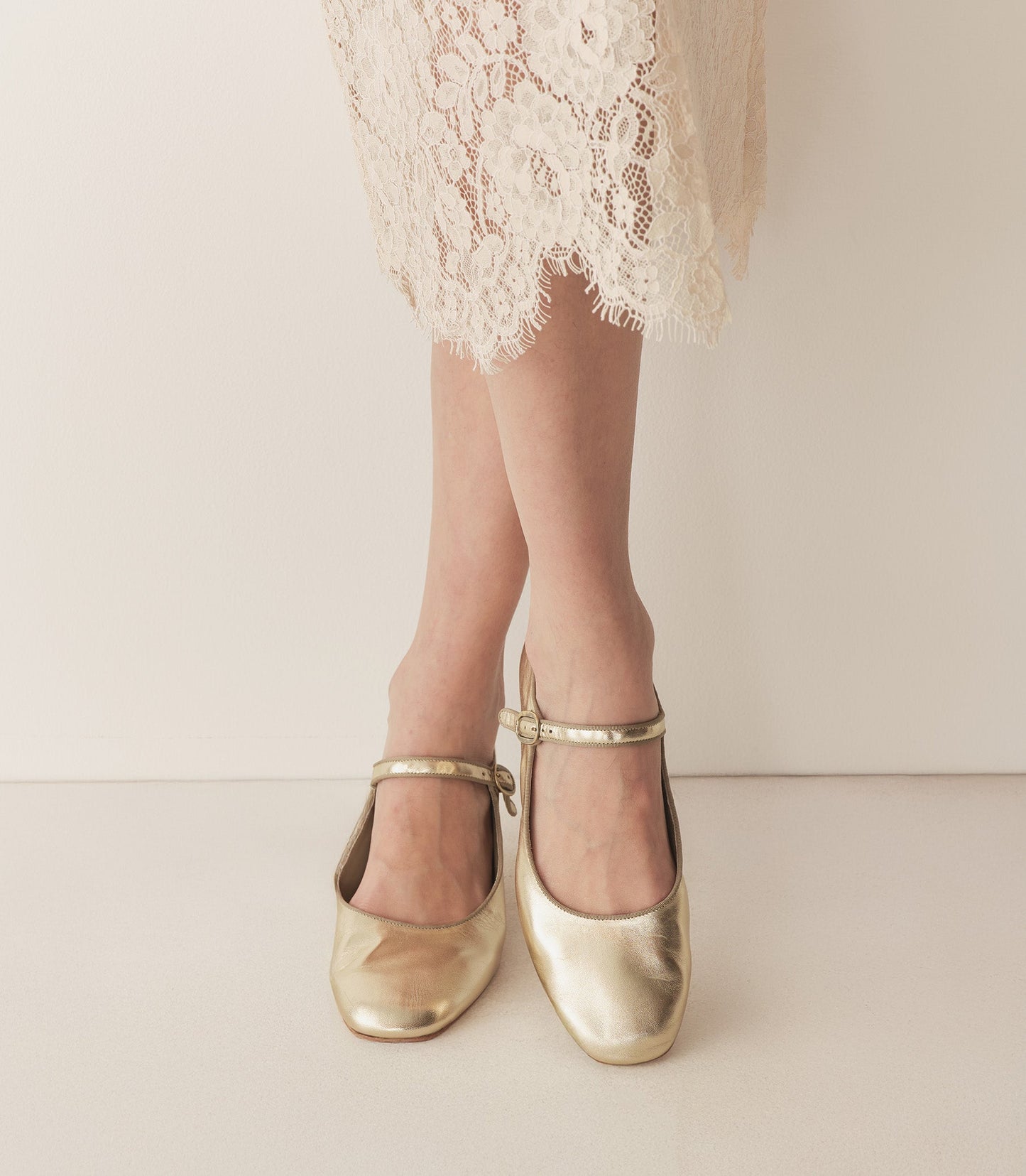 MARY JANE SLIPPER -- PLATINUM METALLIC NAPPA