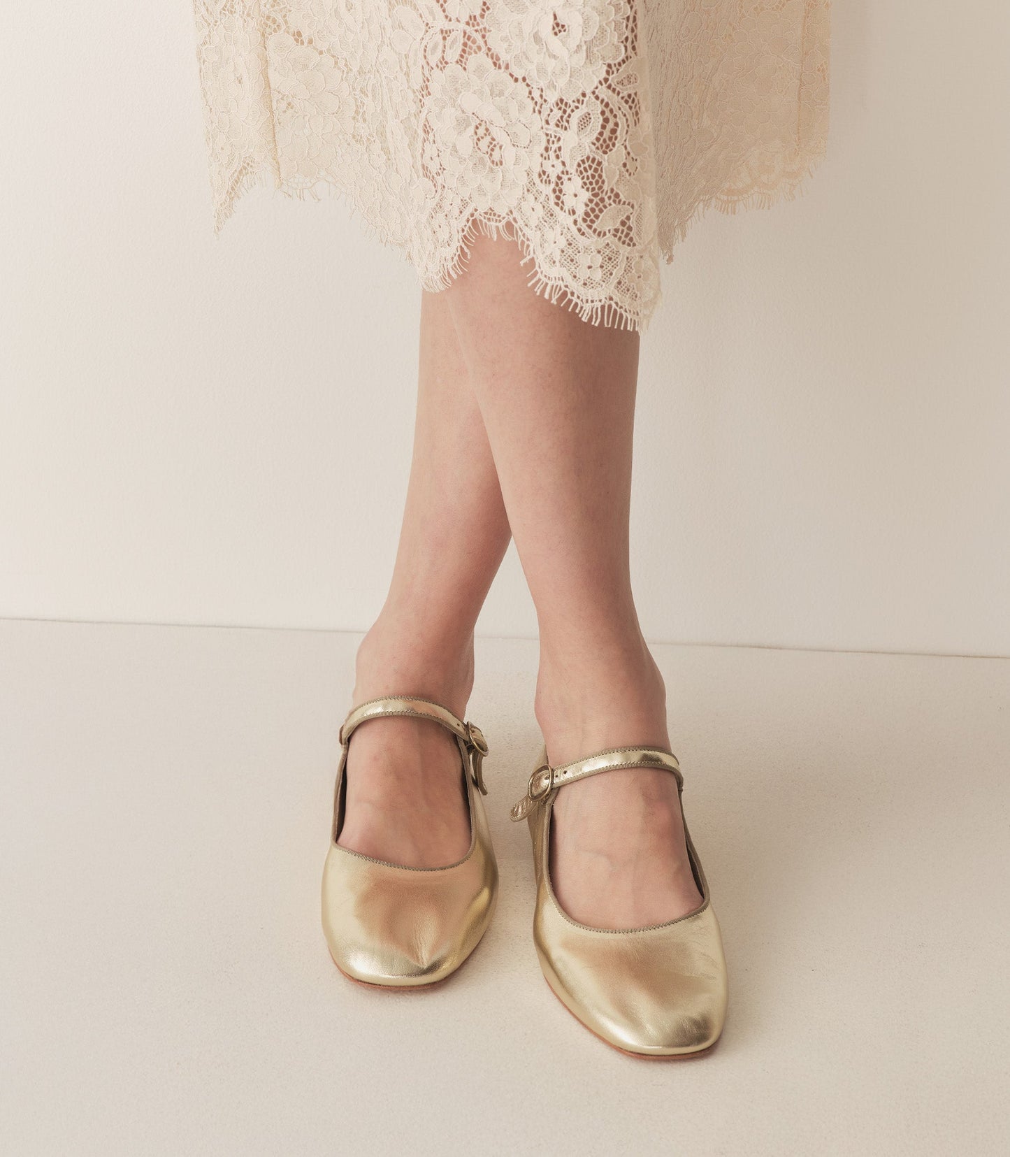 MARY JANE SLIPPER -- PLATINUM METALLIC NAPPA