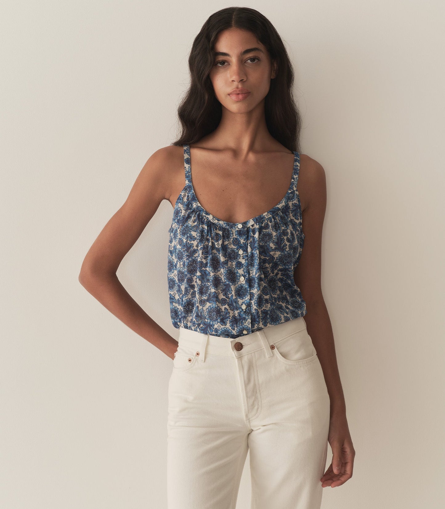 NALINA TOP -- BLEU SOLEIL FLEURIT