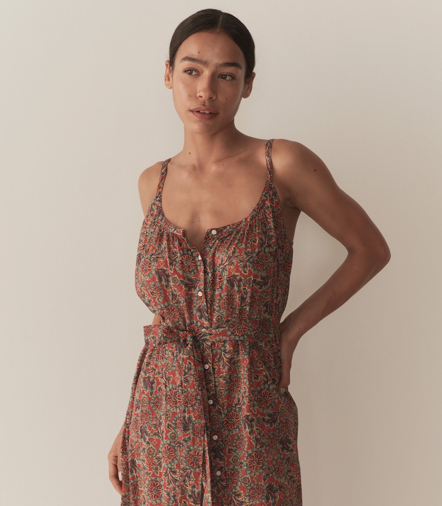 NEVITA DRESS -- L'ORANGE SOLEIL FLEURIT