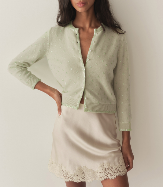 PAILLETTE CARDIGAN -- MINT TEA