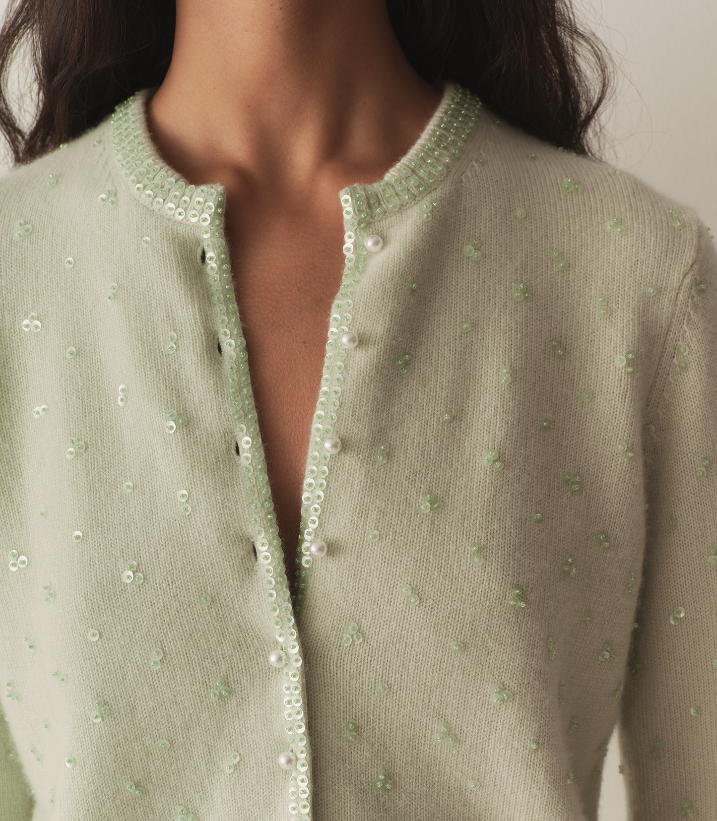 PAILLETTE CARDIGAN -- MINT TEA