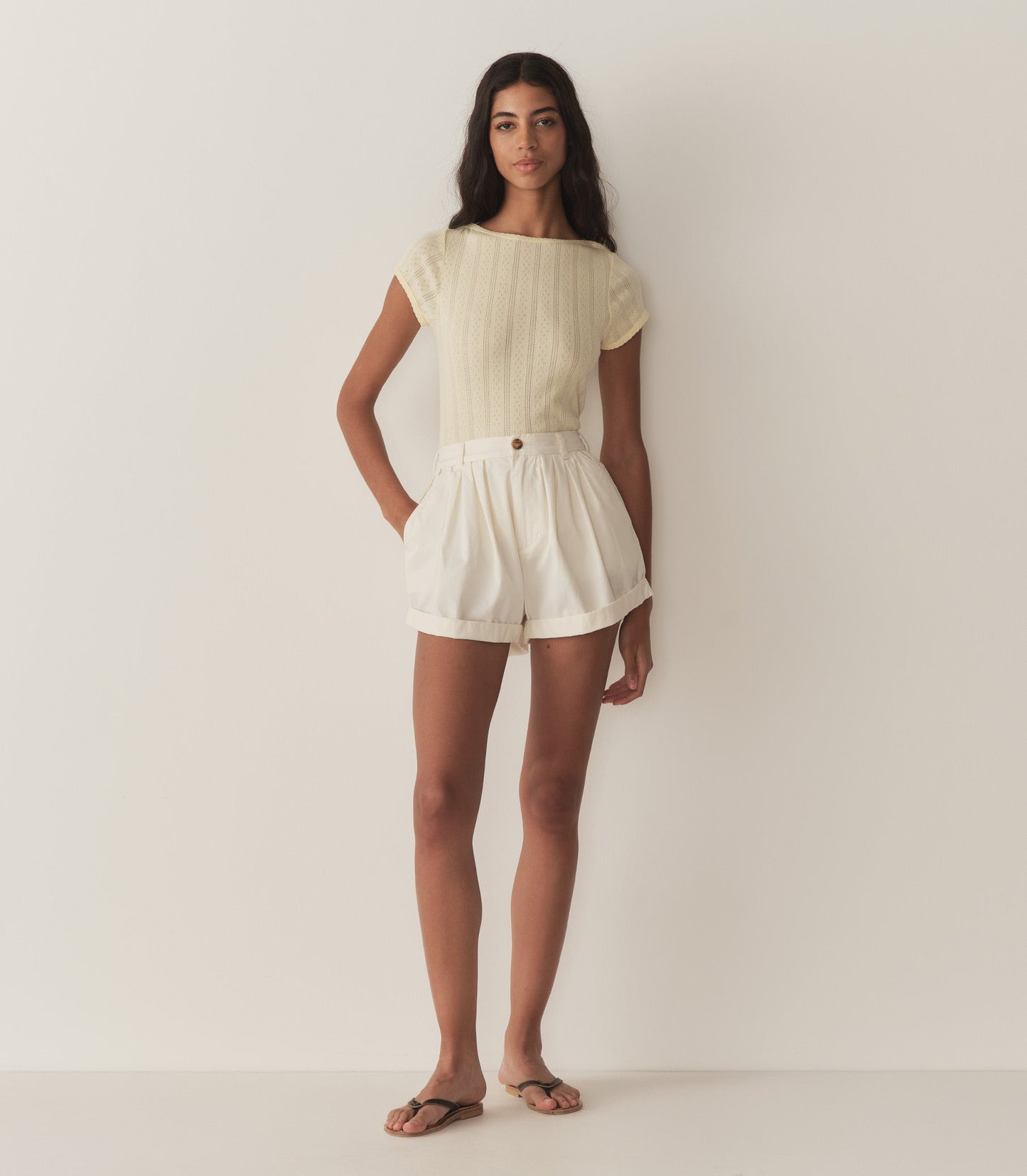 PAULINE TEE -- CREME CITRON QUELLE JOLIE POINTELLE