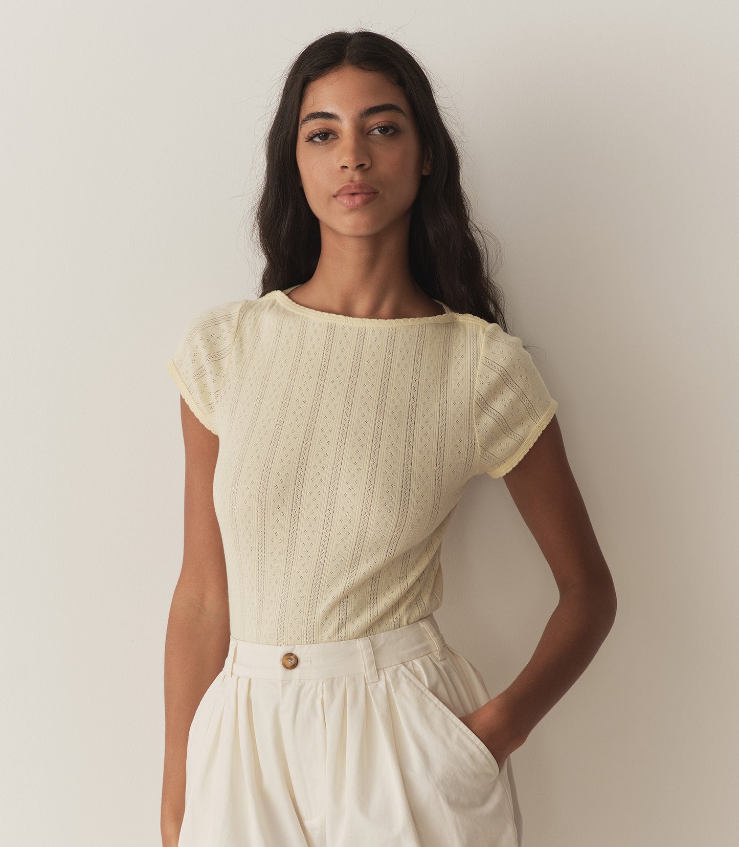 PAULINE TEE -- CREME CITRON QUELLE JOLIE POINTELLE