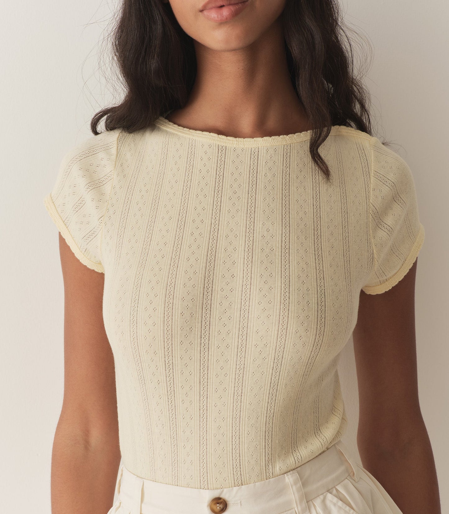 PAULINE TEE -- CREME CITRON QUELLE JOLIE POINTELLE