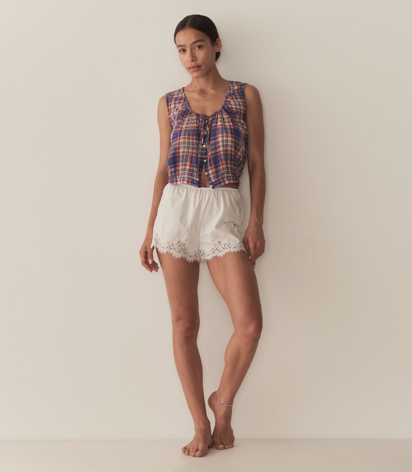 THEO TOP -- COTE D'AZUR PLAID