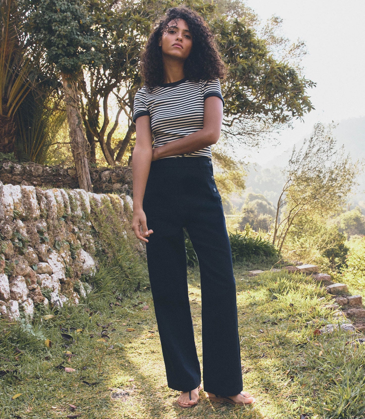 VIVI TEE -- NAVY NANTUCKET STRIPE